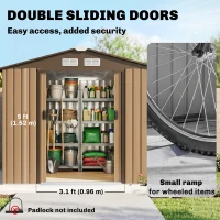 Outsunny Outdoor Storage Shed, 7ft x 4ft, Large Patio Roofed Tool Metal Storage Building Foundation Sheds Box Outdoor Furniture(m-5)