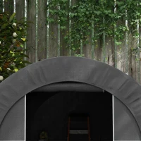 Outsunny Abrigo de jardim tenda de armazenamento exterior abrigo para bicicleta garagem para bicicleta lona em PE metal 2,4 x 1,8 x 1,9 m cinza escuro(m-4)