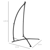 Outsunny Suporte para Cadeira Suspensa - Base para Cadeira Suspensa, altura 215 cm - Carga máx. recomendada 150 kg, metal preto(m-3)