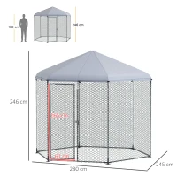 PawHut Hühnergehege im Freien 5 m² eingezäunter Bereich 2,8L x 2,45B x 2,46H - überdachter Raum - 5/8 Hühner(m-3)