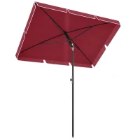 Outsunny Guarda-sol de jardim Guarda-sol reto retangular inclinável alumínio metal poliéster de alta densidade 200 x 130 cm vermelho(m-1)