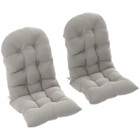 Outsunny Conjunto de 2 almofadas de assento para cadeira Adirondack com fixações seguras, design capitonné macio e espesso, cinza claro(m-1)