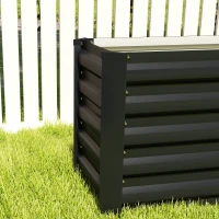 Outsunny Canteiro elevado em aço galvanizado com barras de suporte e placas de canto fundo aberto 240 x 40 x 45 cm cinza escuro(m-4)