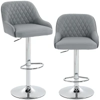 HOMCOM Set de 2 Taburetes de Bar Giratorios Regulables para Cocina Gris Claro(m-1)