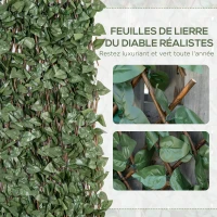 Outsunny Lot de 4 Haies Artificielles de Lierre Extensible, Feuilles Murale Brise-vue en Polyester Osier, 200 x 100 cm, Vert(m-4)