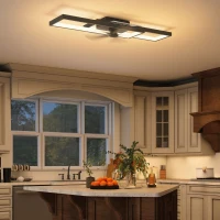 HOMCOM LED Ceiling Light, Modern Dimmable Ceiling Light with Wall Switch & Remote Control, Flush Mount Fixture Lamp with 3000-6000K Colour Temperatures for Living Room, Bedroom, Black(m-7)