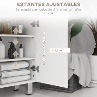 kleankin Mueble Auxiliar Baño Moderno con 2 Cajones Armario y Estantes Ajustables Antivuelco Carga 35 kg 60x30x93 cm Blanco(m-6)