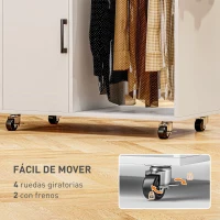 HOMCOM Estación de Planchado con Ruedas Barra para Ropa Tabla de Planchar 127,5x43,5x153 cm Blanco(m-8)