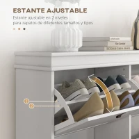 HOMCOM Zapatero Estrecho con 4 Puertas Abatibles y Estantes Ajustables para 20 Pares de Zapatos con Antivuelco 105x24x82,5 cm(m-5)