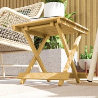 Outsunny Mesa de centro dobrável em madeira maciça mesa de apoio dobrável leve tampo ripado 40 x 43 x 40 cm madeira natural(m-5)