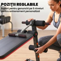 Homcom Bancă Sit‑Up Pliabilă cu Înălțime Reglabilă pentru Casă, Birou și Sală, Antrenament Abdomen & Fitness(m-5)