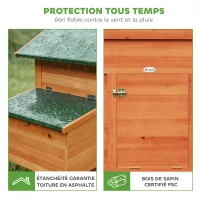 PawHut Poulailler avec Pondoir et Perchoir Toit en Bitume Étanche et Fenêtre de Ventilation Bois 113,5x67,5x95,5cm Orange(m-7)