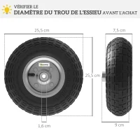 Outsunny Conjunto de 2 Pneus Pneumáticos de Substituição Furo de 16 mm para Carrinho de Jardim, Carriola e Carrinho de Carga(m-3)