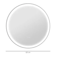 kleankin LED-badkamerspiegel, rond, aanraakfunctie, geheugenfunctie, beslaan niet, aluminium frame, 60 x 60 cm(m-3)