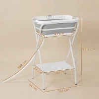 PawHut Dog Bath Tub, Portable Foldable Dog Bathtub with Stand, Drainage Hole, for Small Dogs Puppies Grey(m-3)