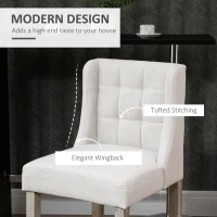 HOMCOM Set of 2 Bar Stools with Button Tufting, Solid Wood, incl. Footrest, 47 cm x 50 cm x 101 cm, Gray + Natural(m-4)