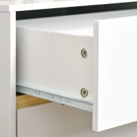 HOMCOM Mesita de Noche con 2 Cajones y Patas de Madera Mesilla de Noche Estilo Moderno 50x40x50,5 cm Blanco(m-8)
