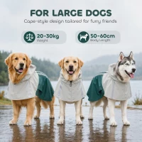 PawHut Imperméable pour Chien avec Capuche, Bandes Réfléchissantes, Ouverture pour Laisse, 110x72x0,5cm, Vert(m-8)