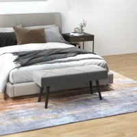 HOMCOM Taburete Pie de Cama Multifuncional con Pies de Acero y Asiento Acolchado para Entrada Pasillo 100x36x45 cm Gris(m-2)
