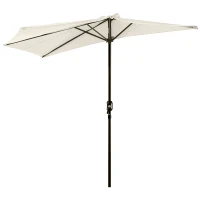 Outsunny Meio guarda-sol para varanda 5 varetas em metal com chaminé 2,93 x 1,5 x 2,49 m poliéster de alta densidade creme(m-7)
