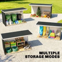 Outsunny 9' x 4' Metal Garden Storage Shed Tool House with Sliding Door Spacious Layout for Backyard, Lawn Dark Gray(m-9)