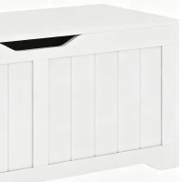 HOMCOM Coffre de Rangement 136 L, Banc Coffre avec 2 Charnières de Sécurité et Design Sans Poignée, 100 x 40 x 45 cm, Blanc(m-13)