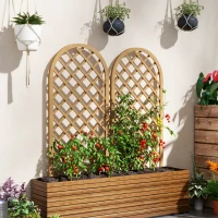 Outsunny Conjunto de 2 treliças em madeira - painel em arco para plantas trepadeiras - dim. um painel: 60L x 120H cm(m-2)