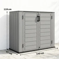 Outsunny Cobertizo de Jardín de HDPE 940L con Tapa Abatible 2 Puertas Cerradura Cobertizo de Jardín 142x67x119 cm Gris Claro(m-3)