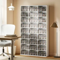HOMCOM Raft pentru 835 CD-uri sau 500 DVD-uri, raft media Blu-ray cu 27 compartimente și 21 polițe reglabile, Alb(m-6)