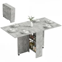 HOMCOM Table pliante de cuisine salle à manger amovible sur roulettes 75L x 140l x 74H cm 2 étagères intégrées en bois(m-12)