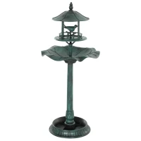 Outsunny Banho de pássaros abrevadeiro para pássaros jardineira 3 em 1 Ø 50 x 113 cm polipropileno verde-de-gris(m-1)