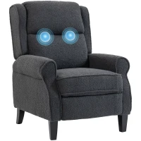 HOMCOM Verstellbarer Relaxsessel aus Teddy-Fleece, Relaxstuhl mit ausziehbarer Fußstütze, gepolsterter Sitz, grau(m-8)