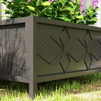 Outsunny Jardineira exterior jardineira elevada galvanizada com borda de segurança retangular 80 x 40 x 38 cm preto(m-5)