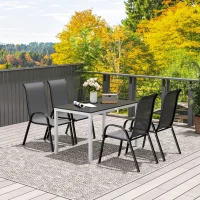 Outsunny Mesa de jantar de jardim para 4-6 pessoas com tampo de ripas, estrutura em alumínio antiferrugem 120 x 70 x 72 cm, preto(m-5)