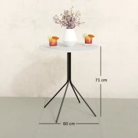 Outsunny Mesa de jardim redonda Ø 60 cm, mesa de terraço com estrutura em aço, para interior e exterior, cinza escuro(m-3)