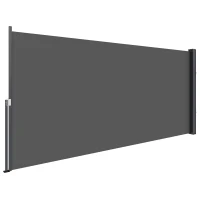 Outsunny Estore lateral ecrã de privacidade biombo retrátil 3 x 1,4 m alu. poliéster anti-UV alta densidade 180 g/m² cinzento escuro(m-1)