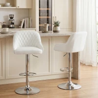 HOMCOM Set 2 höhenverstellbare, drehbare Barhocker für die Küche, Weiß(m-6)