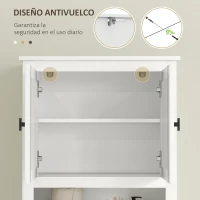 HOMCOM Mueble sobre Inodoro con 2 Puertas con Frontal de Ratán Compartimento y Estante Ajustable 60x19,5x160 cm Blanco(m-7)