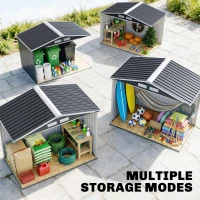 Outsunny 7ft x 4ft Lockable Garden Shed Large Patio Roofed Tool Metal Storage Building Foundation Sheds Box Outdoor Furniture, Dark Grey(m-9)