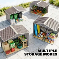Outsunny 7ft x 4ft Lockable Garden Storage Shed, Metal Tool Storage Sheds with Sloped Roof and Foundation, Grey(m-9)