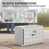 HOMCOM Cassetta degli Attrezzi da 76L in Alluminio con Serratura, 2 Chiavi e Maniglia Laterale, 60.9x35.5x40.6 cm, Argento(m-7)