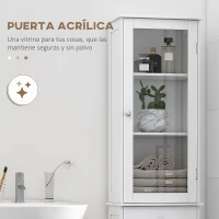 kleankin Armario de Baño Alto, Armario de Almacenaje Delgado, con Estantes Ajustables, Cajón, para Espacios Pequeños, Moderno, 40x27x171,5 cm, Blanco(m-5)