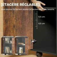 HOMCOM Meuble de rangement pour bureau 5 tiroirs 1 porte étagère réglable, support imprimante roulettes, 78x40x66,5 cm, marron(m-5)