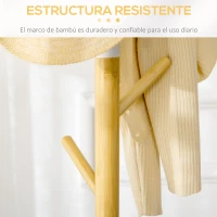 HOMCOM Perchero de Pasillo Moderno con 8 Ganchos para Ropas Bolsas Perchero de Árbol para Entrada Ø37,8x175,6 cm Natural(m-6)