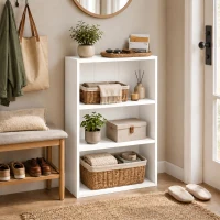 HOMCOM Estantería de almacenaje con 3 compartimentos y estante regulable, 60 x 24 x 93 cm, blanco(m-6)