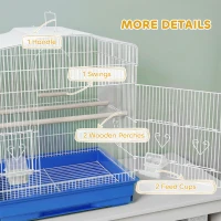 PawHut Large Metal Bird Cage with Perches, Food Bowls, Swing, for Budgies, Parakeets, Blue(m-6)