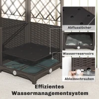 Outsunny Set van 2 Spalier met bloembak Bloembak met drainagegat Timer bewateringssysteem 80 x 40 x 136 cm Bruin(m-5)