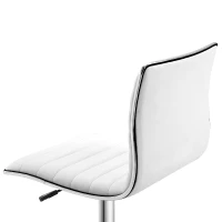 HOMCOM Mid-Back Swivel Office Chair, Adjustable Armless Desk Chair in PU Leather and Chrome Base, White(m-8)