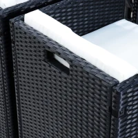 Outsunny Set Mobilier de Grădină cu Masă de Prânz, 4 Scaune și Perne, 109x109x72 cm, Negru(m-8)