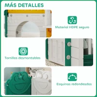 AIYAPLAY Tobogán Infantil 7 en 1 con Caseta Escalera Aro de Baloncesto Túnel Pizarra Telescopio para Interior Amarillo y Verde(m-7)